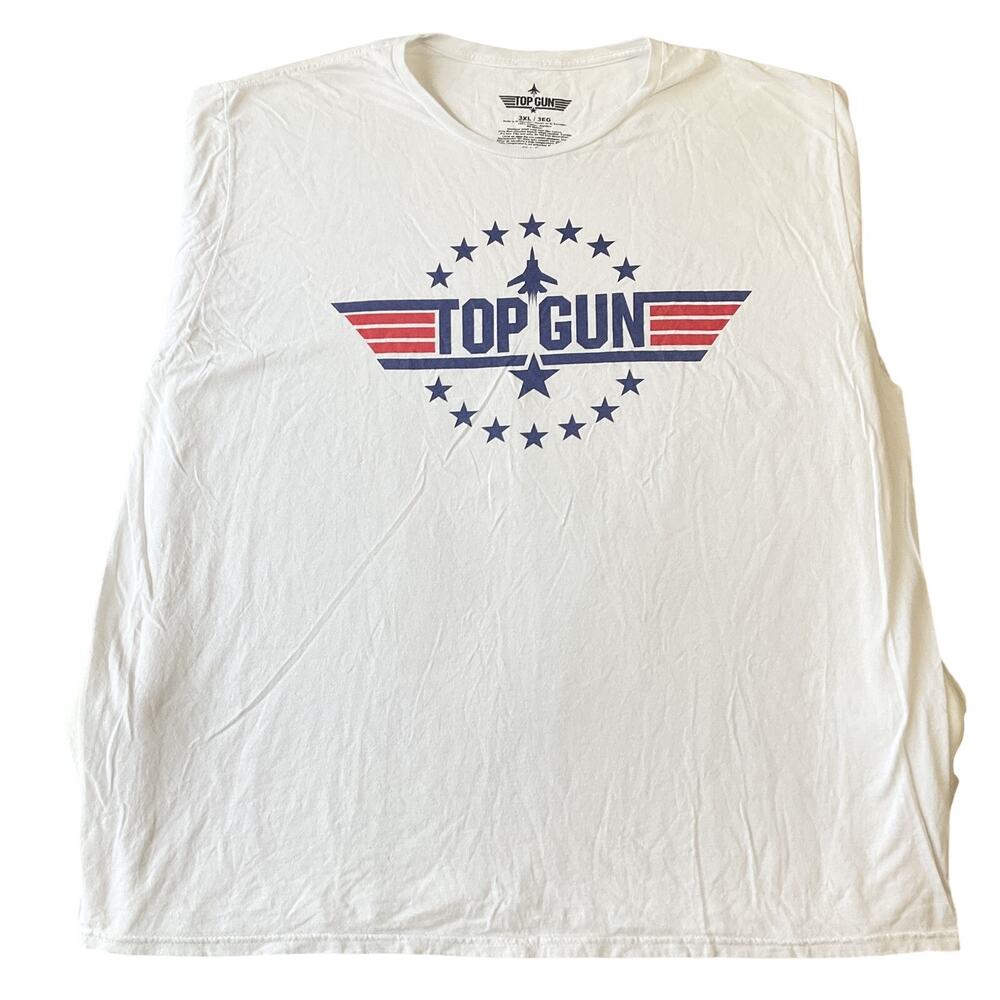 Top Gun Men Shirt 3XL White Graphic Print Logo Short Sleeve